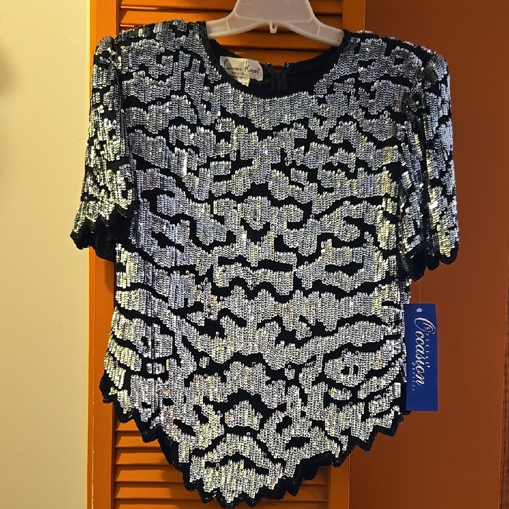 Black and Silver Sequin Top